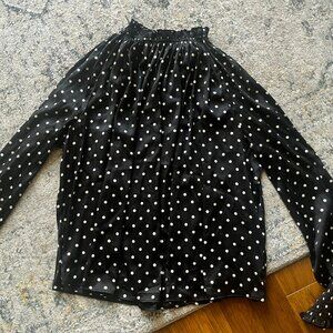 H&M Mock neck polka dot silky blouse